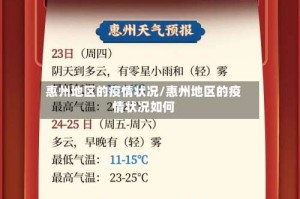 惠州地区的疫情状况/惠州地区的疫情状况如何