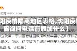 【沈阳疫情隔离地区表格,沈阳疫情隔离询问电话前面加什么】