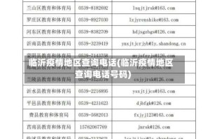 临沂疫情地区查询电话(临沂疫情地区查询电话号码)