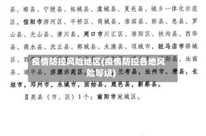 疫情防控风险地区(疫情防控各地风险等级)