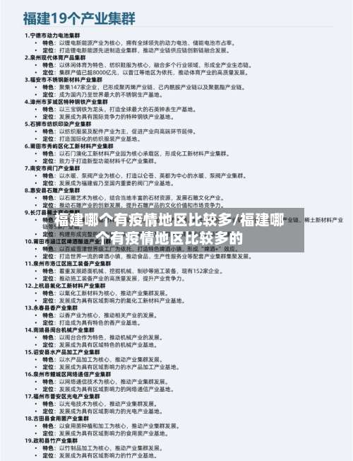 福建哪个有疫情地区比较多/福建哪个有疫情地区比较多的-第1张图片