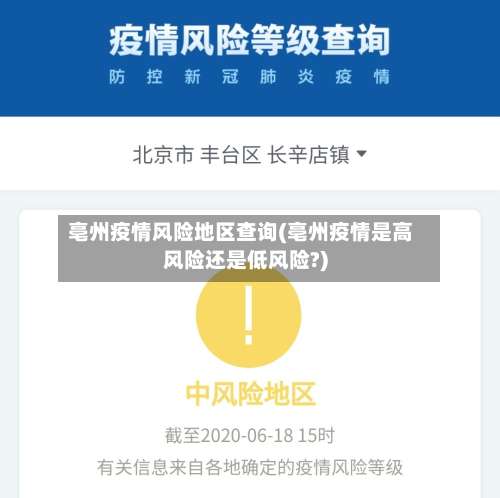 亳州疫情风险地区查询(亳州疫情是高风险还是低风险?)-第2张图片