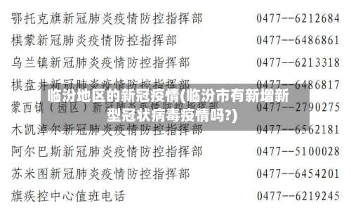 临汾地区的新冠疫情(临汾市有新增新型冠状病毒疫情吗?)-第1张图片